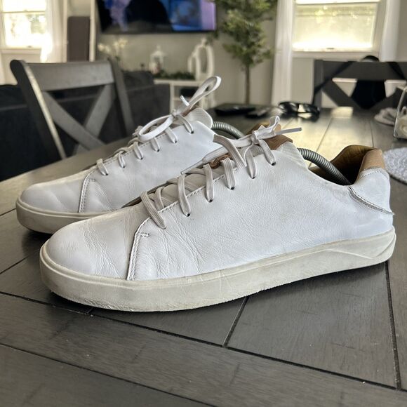 Olukai Men's Lae'ahi Li'ili Sneakers White Leather Lace Up Size 11.5 - Picture 1 of 8